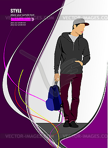 Young man with bag - vector image