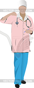 Nurse woman with white doctor`s smock - vector clipart