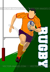 Rugby Player Silhouette - vector clipart