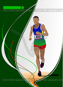 Running man. Track and field. Raterized copy. into - vector image