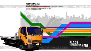 Abstract hi-tech background with orange lorry image - vector image