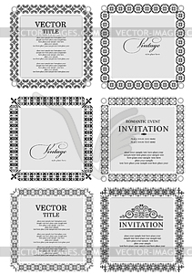 Collection of ornate vintage frames with sample - vector clipart