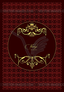 Gold ornament on brown background. Can be used as - color vector clipart