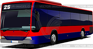 Red city bus. Coach - vector clipart
