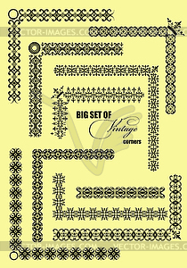 Collection of Ornamental corners in vintage Design - vector clipart