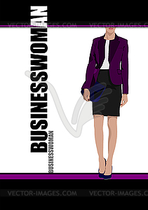 Young businesswoman on abstract black and white - vector image