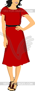 Cute lady in red - vector image