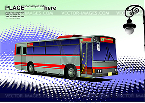 Blue-red city bus. Coach - vector image