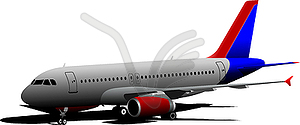 Airplane on airfield - vector clipart
