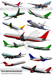 Big collection of airplane on air - vector image