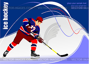 Ice hockey player poster - vector clipart