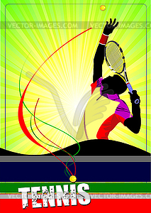 Man Tennis player poster. Colored for design - vector image