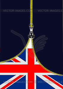 Zipper open UK flag with place for text - vector clipart