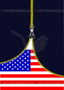 Zipper open USA flag with place for text - vector clipart / vector image