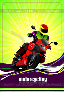 Motorcycling background with motorcycle image. - vector clipart