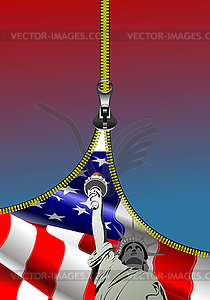 Zipper open USA flag with place for text - vector clipart / vector image