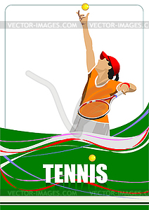 Woman Tennis player poster. Colored for desi - vector clip art