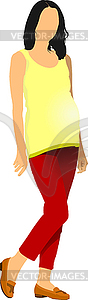 Young pregnant woman. Colored - vector image