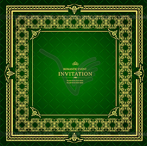 Gold ornament on green background. Can be used as - vector clipart