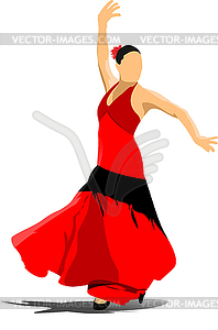 Beautiful young woman dancing flamenco  - vector clipart / vector image