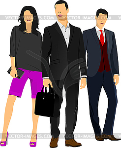 Two businessmen and businesswoman women. V - vector image