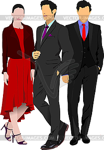 Two businessmen and businesswoman women. V - vector image