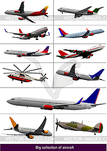 Collection of few kinds of aircraft on air. - vector clip art