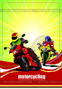 Abstract background with tow motorcycle images. - vector clip art