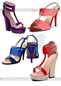 Collection of fashion woman shoes - royalty-free vector clipart