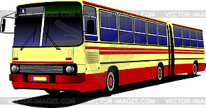 Yellow-red city bus. Coach - vector image