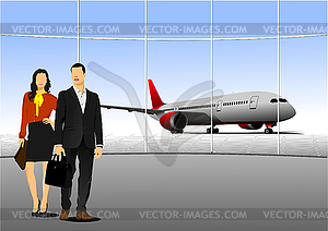 Airport scene . for designers - vector image