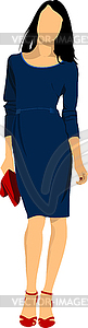 Cute lady in blue - royalty-free vector clipart