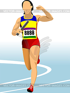 Short-distance runner. Relay - vector clip art