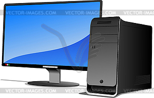 Flat computer monitor. Computer - royalty-free vector image