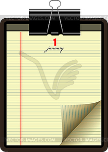 Writing-pad with yellow lined paper - vector image