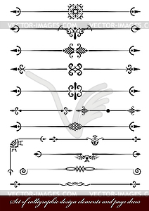 Set of calligraphic design elements and page decor - vector clip art