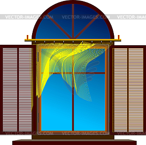 Exposed window with flutter brise-bises - vector clipart