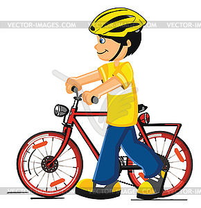 Мальчик с велосипедом - клипарт в векторе / векторное изображение