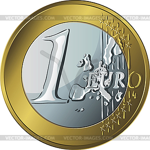 Money gold coin one euro - vector image