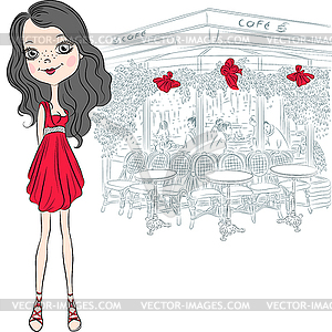 Beautiful fashion girl in Paris - vector image