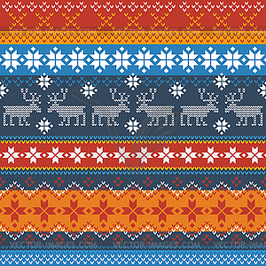 Traditional Norwegian pattern with reindeer - vector clip art