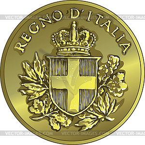 Money gold italian coin twenty Centesimo - vector image