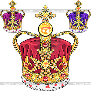 Set gold crown - vector image