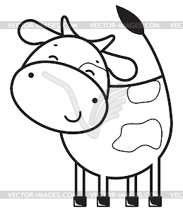 Funny outline cow - vector image