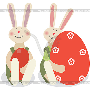 Two easter rabbits - vector clip art