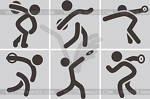 Discus throw icons - vector image