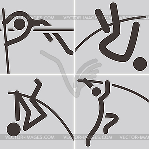 Pole vault icons - vector image