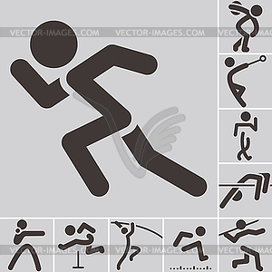 Set of athletics icons - vector clipart