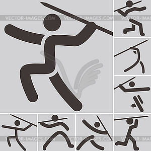 2199 - javelin throw icons - vector image