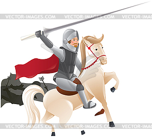 Knight with lance on horseback - vector image